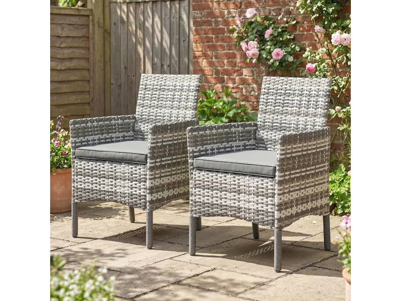 Lot de 2 fauteuils de jardin,62x58x87 cm,avec coussins,résine tressée,grise - Conforama B