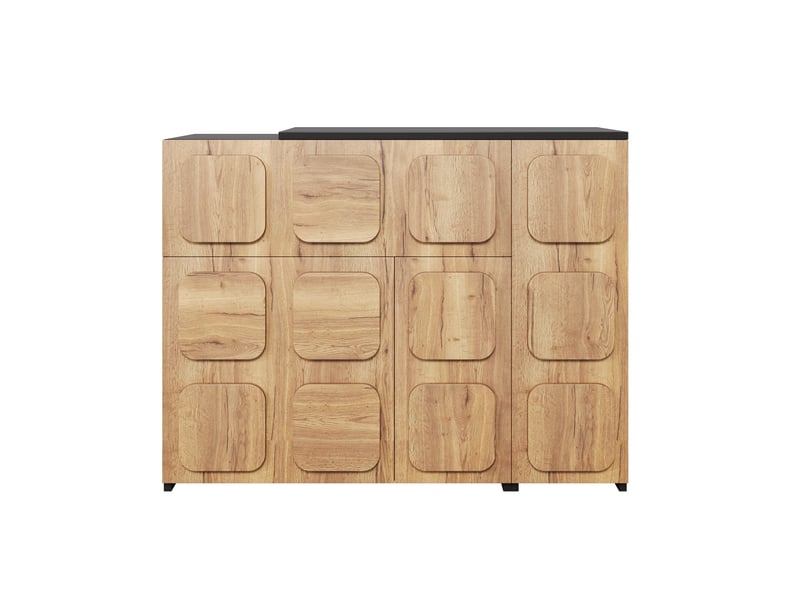  Buffet modulable avec portes et tiroirs push-to-open effet bois 107.5-158.5 cm W2845S00478 - Conforama A