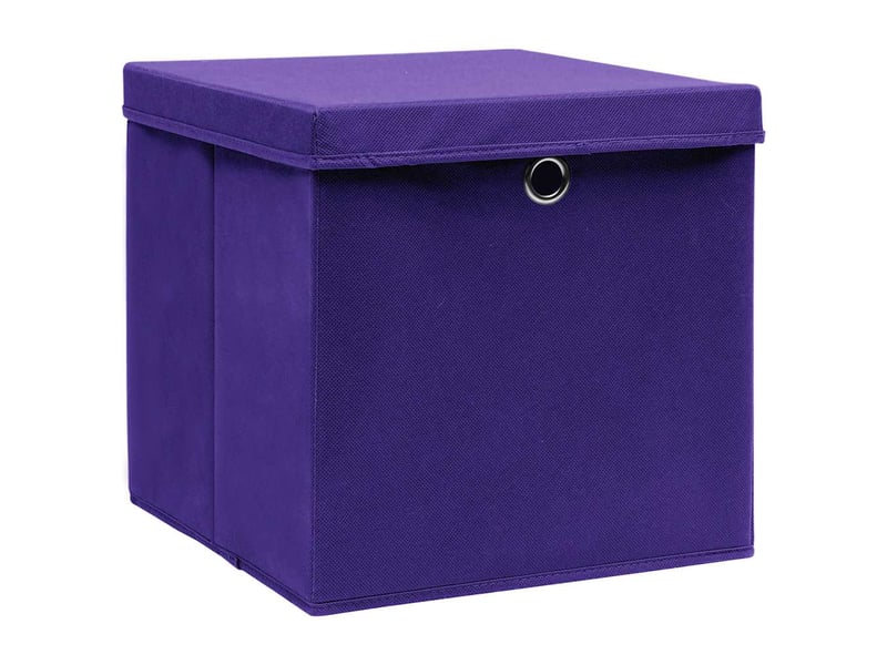 Boîtes de rangement et couvercles 10pcs violet 32x32x32cm tissu - Conforama A