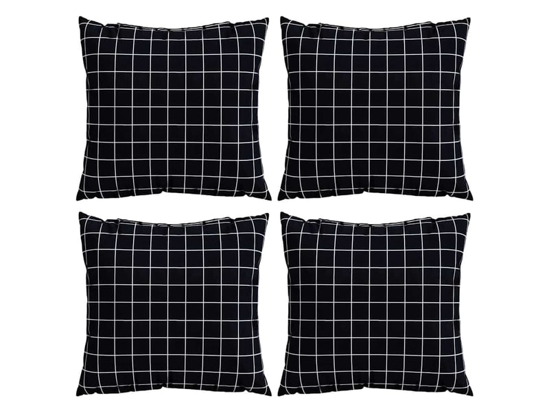 Lot de 4 coussins éparpillés tissu en polyester carreaux noirs cf60897 - Conforama A