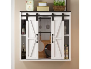 Armoire murale de cuisine avec 2 portes coulissantes et étagères réglables pour rangement, blanche, 80 × 31 × 76 cm