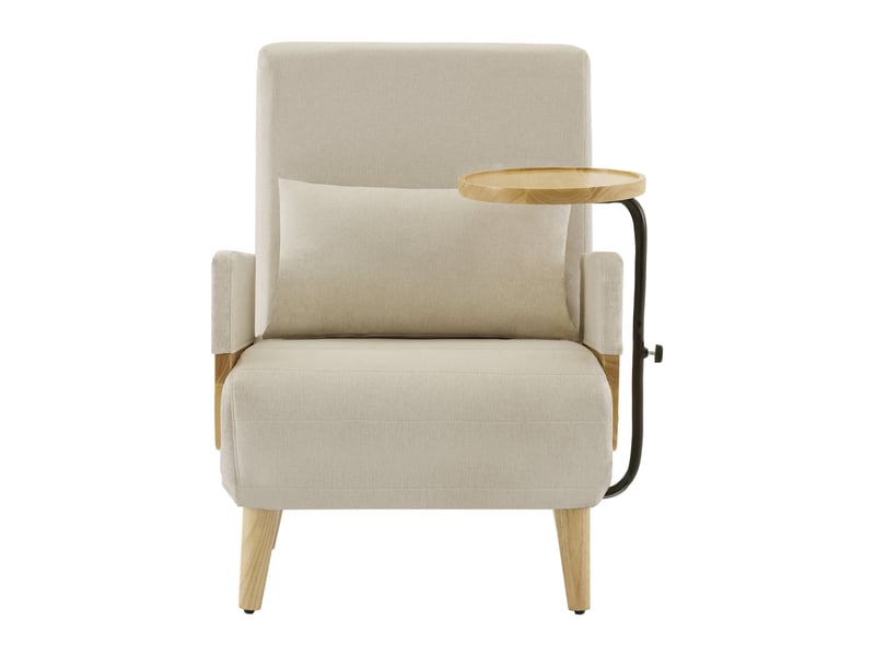  Fauteuil convertible 3-en-1, moderne, avec fonction lit, plateau en bois, fauteuil rembourré pour salon et bureau  - Conforama A