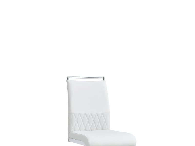  Lot de 4 chaises de salle à manger 42x48x95 cm métal blanc, dossier en pu et lin  - Conforama A