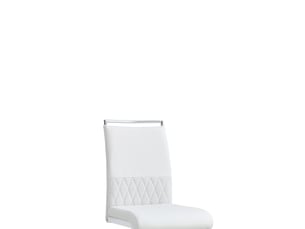 Lot de 4 chaises de salle à manger 42x48x95 cm métal blanc, dossier en pu et lin