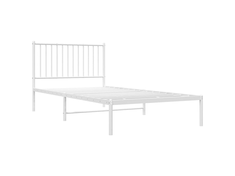  Lit simple- lit adulte -  cadre de lit métal sans matelas et tête de lit blanc 100x200 cm  - Conforama C