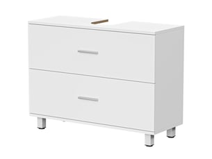 Meuble sous-évier moderne avec 2 tiroirs pour lavabo sans colonne 80x30x60 cm blanc