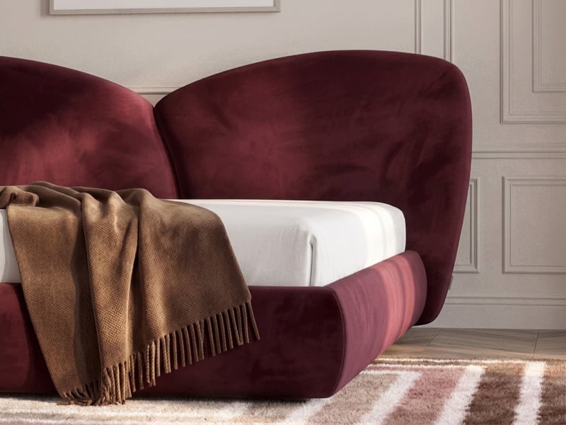  Bobochic lit bas danae tissu velours lisse rouge 140x190 DANAE - Conforama C