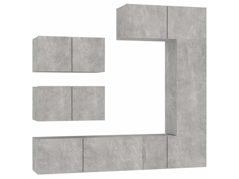  Ensemble de meubles tv - banc tv - meuble de rangement 6 pcs gris béton bois d'ingénierie  - Conforama A