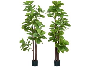Lot de 2 plantes artificielles figuier à feuilles de violon ficus lyrata hauteur 180cm avec pot