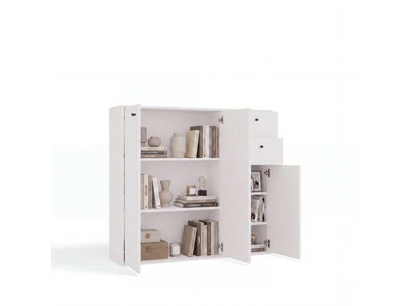  Fran - commode - 3 portes, 2 tiroirs - 120x110x30 cm - blance  - Conforama D