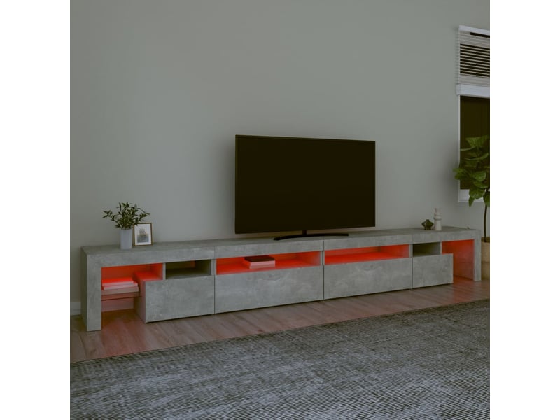  Meuble tv - banc tv - meuble de rangement avec lumières led gris béton 290x36,5x40 cm  - Conforama E