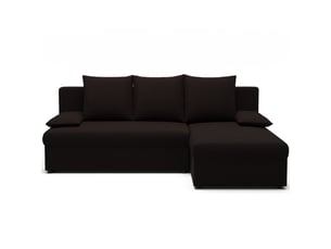 Canapé d'angle réversible fixe MEUBLORAMA 3 places Polyester marron avec coffre de rangement