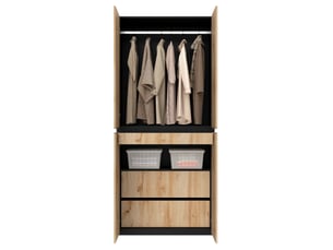 Armoire tcqpz 4 portes 90 x 50 x 200 cm avec penderie, tiroir à bijoux et rangements en mdf et panneaux de particules