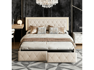 Lit coffre 140x200 cm <strong></strong> <strong></strong> coloris beige