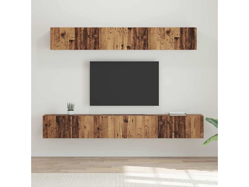  Ensemble meuble tv - banc tv - meuble de rangement 5 pcs bois ancien bois d'ingénierie  - Conforama B