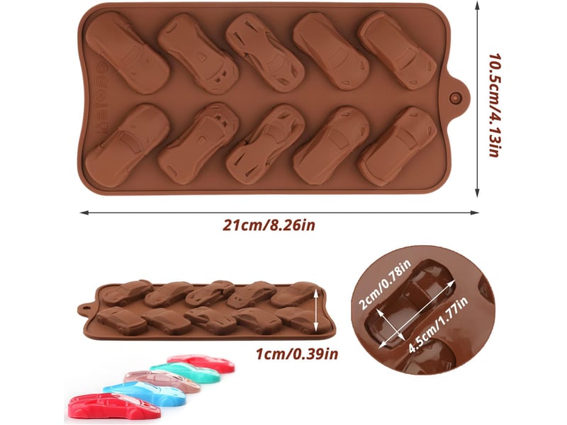  Lot de 2 moules à chocolat en silicone pour décoration de gâteaux, gelée, bonbons, fondant, résine  - Conforama C