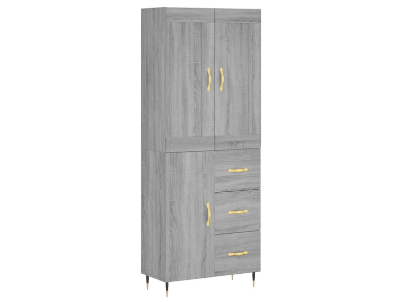  Buffet haut - bahut - meuble de rangement sonoma gris 69,5x34x180 cm bois d'ingénierie  - Conforama A