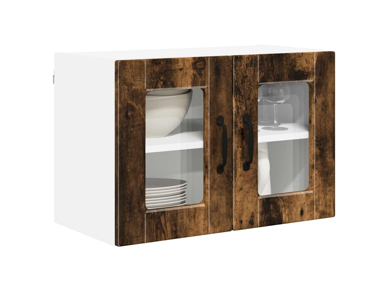 Meuble mural de cuisine, cabinet en verre mural 2 pcs chêne fumé bois d'ingénierie shl305 - Conforama C