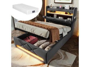 Lit coffre 90x200 cm    coloris gris