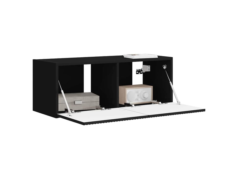  Meuble tv - banc tv - meuble de rangement mural 78,5 x 31 x 29,5 cm noir bois d'ingénierie  - Conforama C