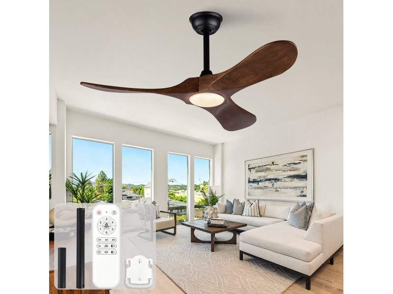  Ventilateur de plafond 42 pouces noir et noyer foncé avec led et télécommande  - Conforama B