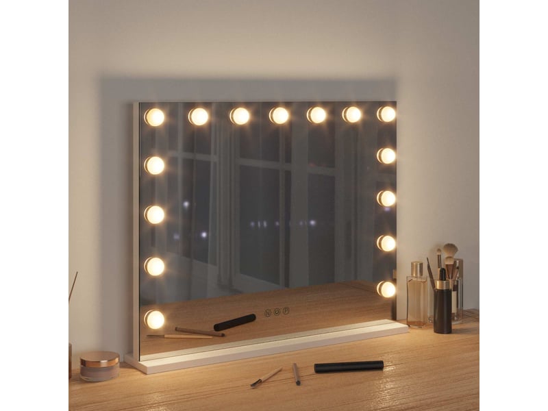 Miroir de coiffure led blanc 58 x 10 x 47 cm verre et acier cf62699 - Conforama C