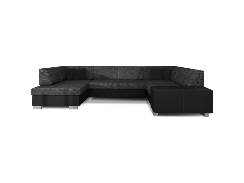  Canapé panoramique en u gris foncé &amp; noir convertible 6 places havane design géométrique  - Conforama A