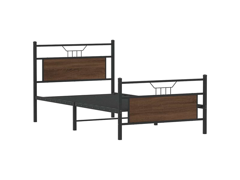 Lit simple- lit adulte -  cadre de lit sans matelas chêne marron 100x200 cm  - Conforama B