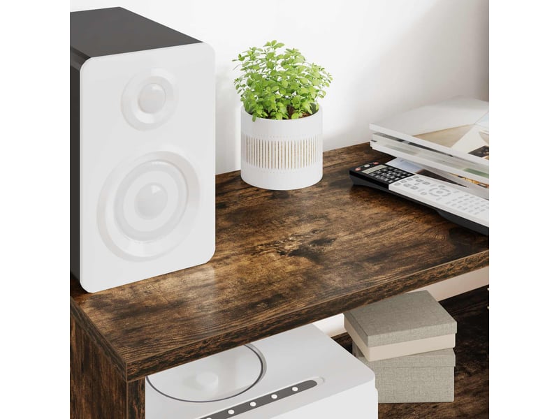  Meuble tv - banc tv - meuble de rangement 80 x 30 x 40 cm chêne fumé bois d'ingénierie  - Conforama D
