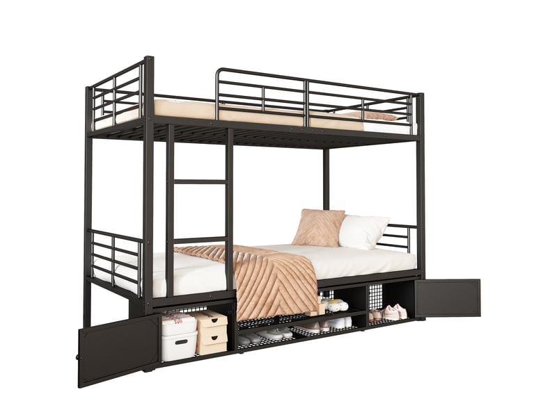  Lit superposé 90x200cm coloris noir lit enfant noir - Conforama A