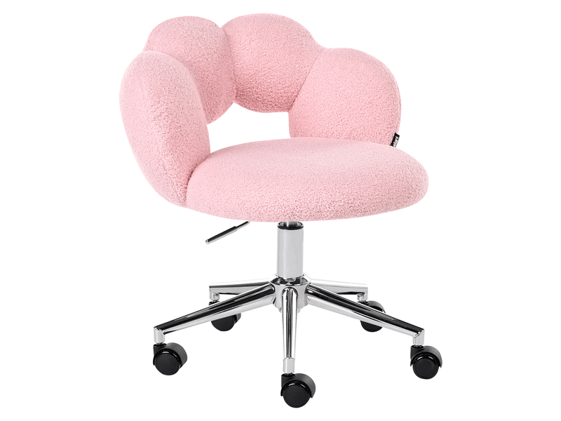 Chaise de bureau whizzy bouclé rose  - Conforama E