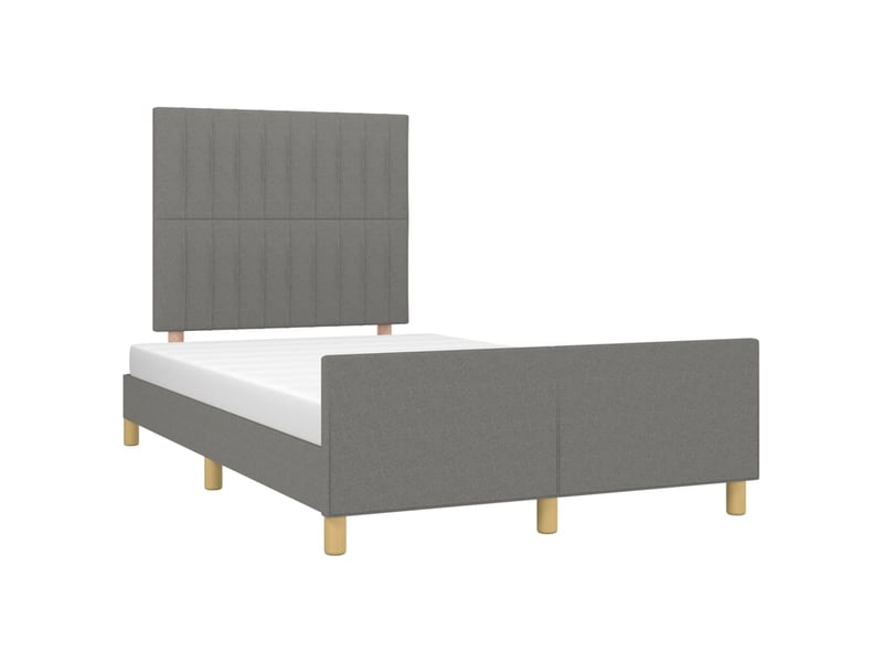  Lit double- lit adulte -  cadre de lit sans matelas gris foncé 120x190 cm tissu  - Conforama C
