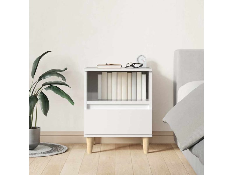  Lot de 2 tables de chevet - cabinet de chevet - table de nuit blanc brillant 40x35x50 cm  - Conforama B