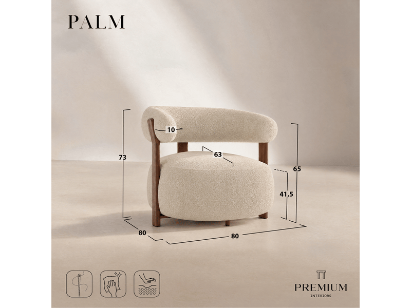  Fauteuil en velours texturé beige palm APF26VTTB - Conforama E