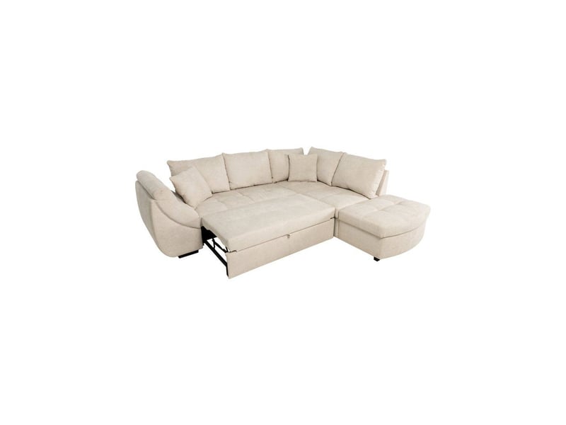  Canapã d angle reversible convertible calvin tissu chenille perle 4 a 5 places coffre CALVINB004952 - Conforama D