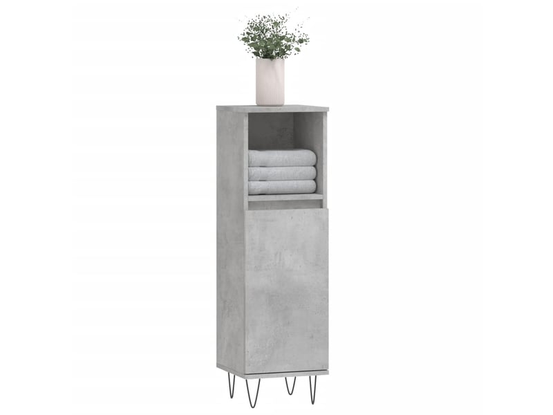  Armoire de salle de bain, meuble de rangement gris béton 30x30x100 cm  - Conforama C