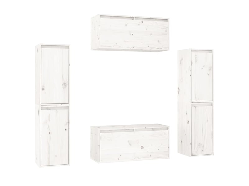  Lot de 6 meuble tv bas salon blanc bois massif de pin shl81269  - Conforama A