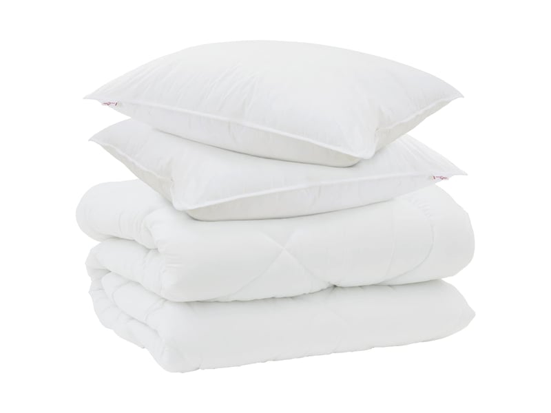 Duvet d'hiver avec oreiller 3 pièces - couette blanc microfibre - Conforama A