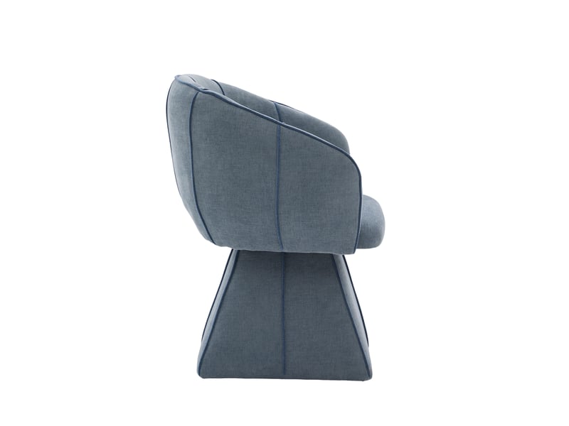 Fauteuil pivotant en chenille bleue, dossier haut ergonomique, pour salon et chambre  - Conforama E