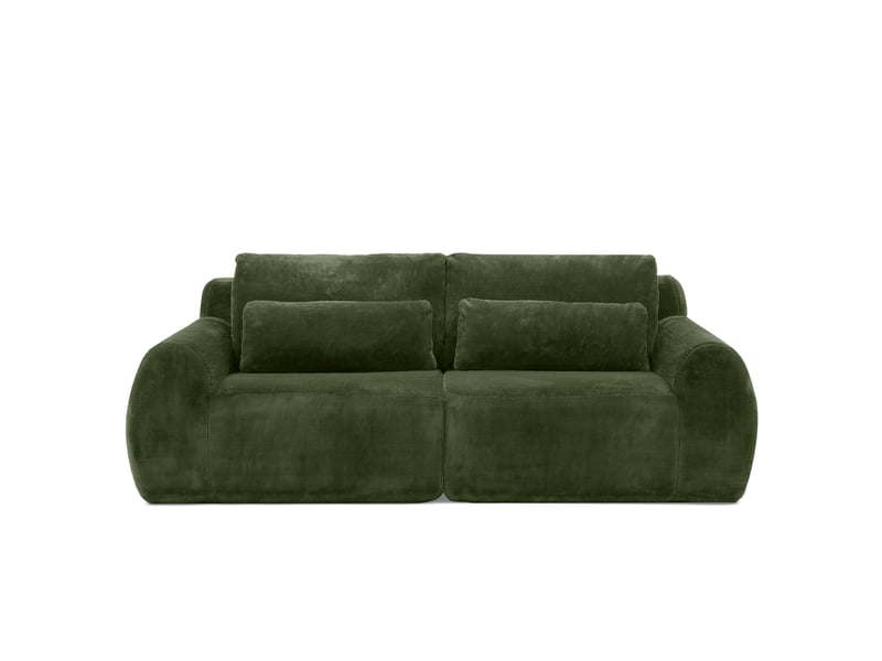 Canapé 2 places 208x101x81 cm vert en mousse, ports usb et poche latérale, design moderne - Conforama D