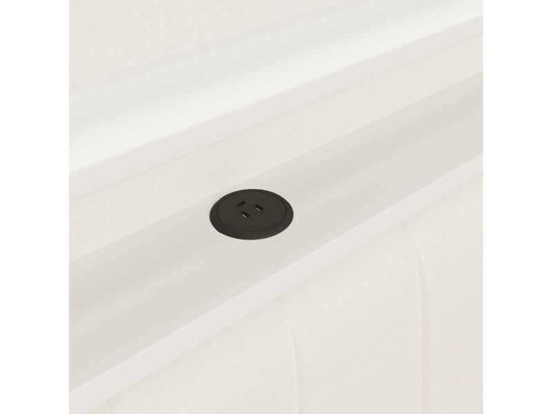 Lit de repos rembourré, 140x200 cm, lit enfant avec bureau, 2 tiroirs de rangement et bande led, blanc - Conforama E