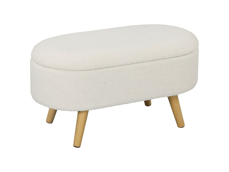 Banc avec rangement et couvercle en bois et tissu blanc pour couloir salon ou chambre  - Conforama A