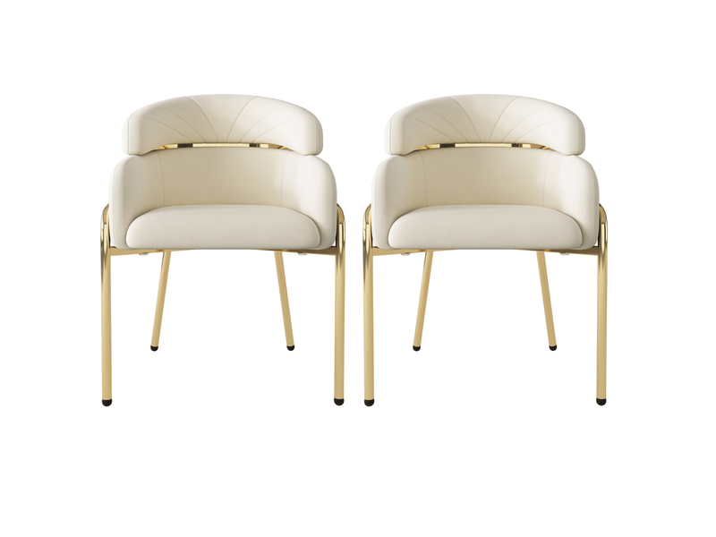  Lot de 2 chaises de salle à manger,54x57x79 cm,avec pieds métal,velours,beige  - Conforama A