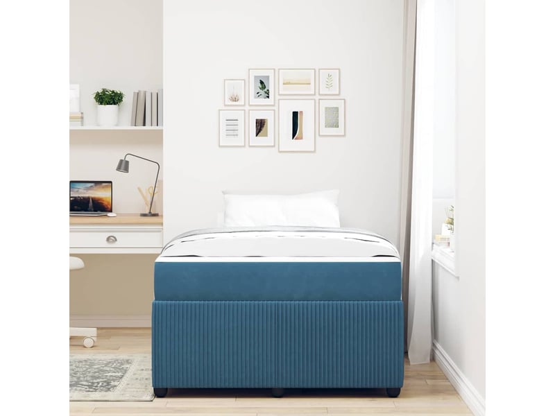  Lit double- lit adulte -  cadre de lit bleu 120 x 190 cm tissu  - Conforama B