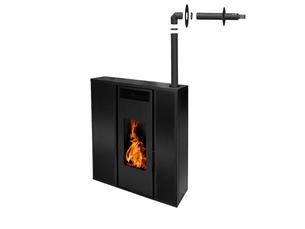 Pack poêle à granules tessa 10 kw etanche concentrique sur le dessus + kit conduit ventouse - noir