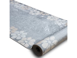 Tapis de couloir antidérapant lotus margaretka 60960 fleurs gris lavable 60 cm  60x680 cm