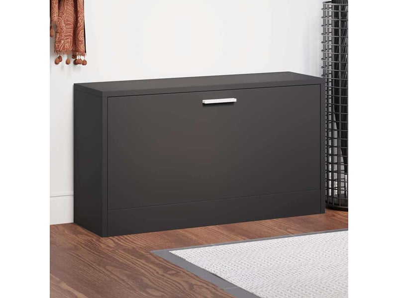  Banc à chaussures, meuble à chaussures noir 80x24x45 cm bois d'ingénierie  - Conforama B