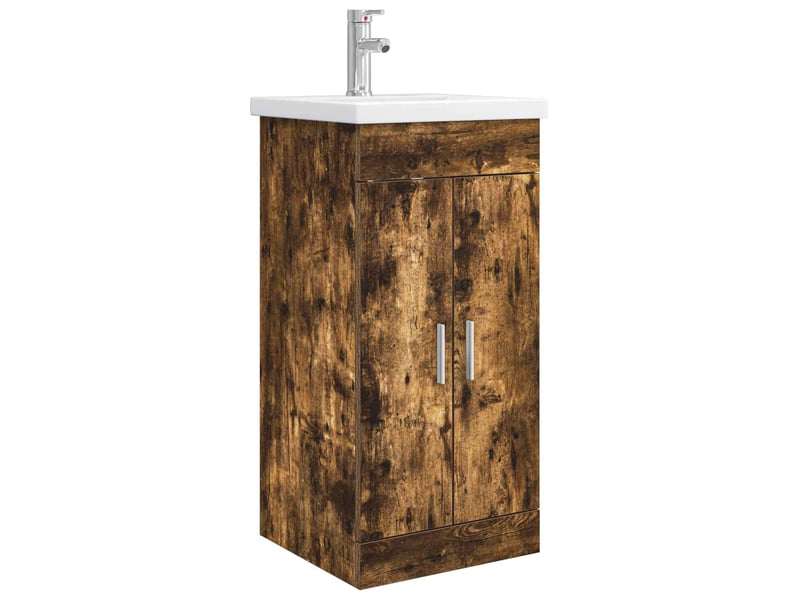 Meuble de salle de bain avec évier chêne fumé 42x40x84.5 cm shl809 - Conforama A