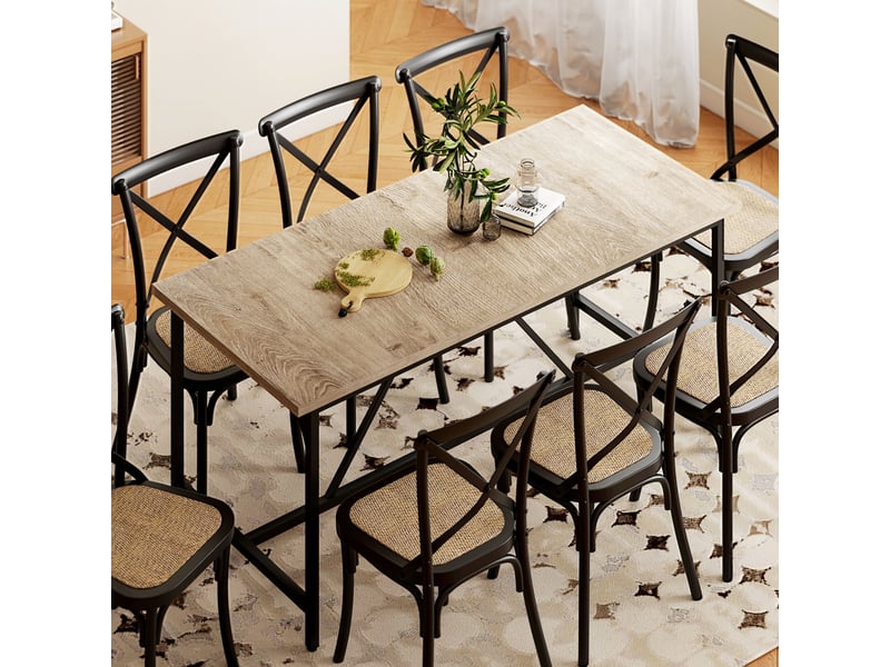  Table à manger pour 6 à 8 personnes. Table de cuisine rectangulaire moderne aspect bois, 180 x 80 x 75,5 cm, naturel.  - Conforama D