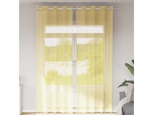 Lot de 2 rideaux en voile, voilages avec œillets jaune cf44371